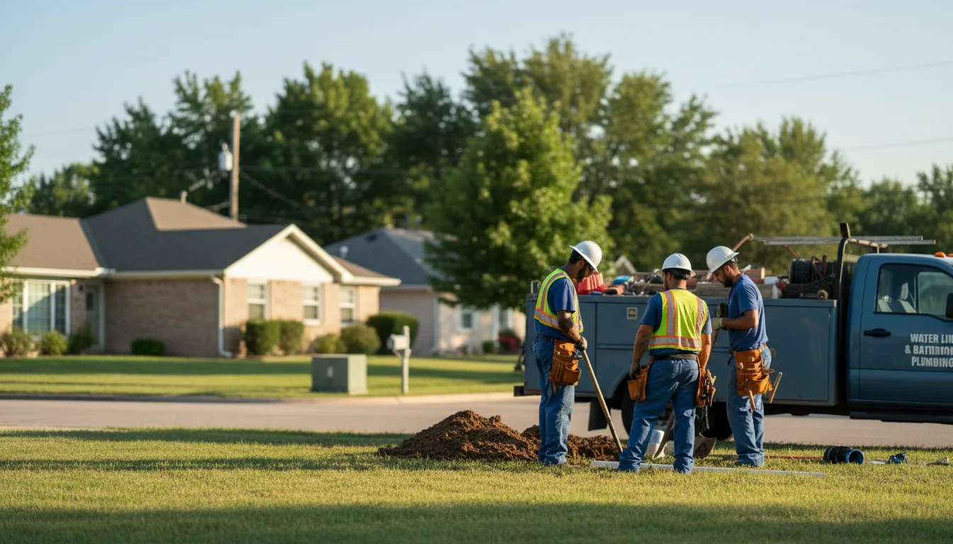 Residential water line and bathroom plumbing service in La Harpe, KS